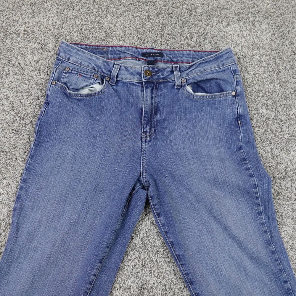 Tommy Hilfiger Jeans Womens 10 Dark Blue Denim Pants Flare Boot Stretch Fade Y2K - Picture 6 of 14